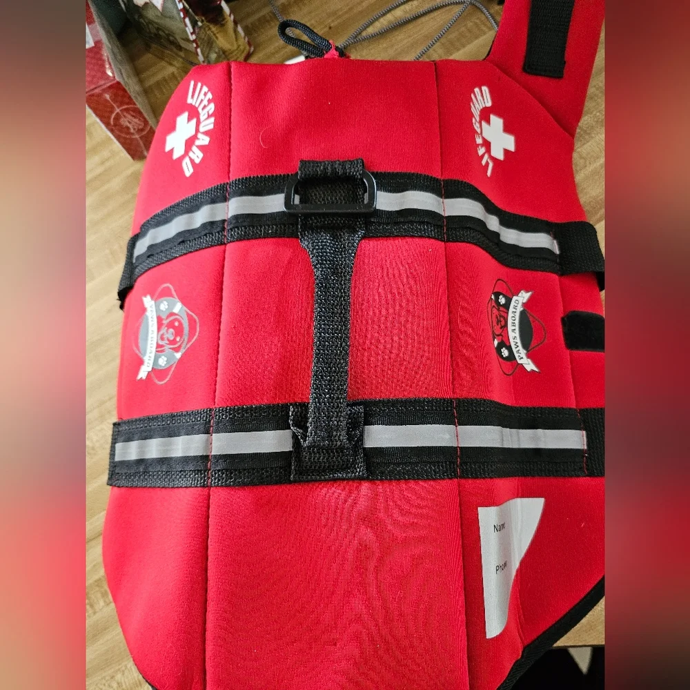 Paws Aboard Dog Neoprene Life Jacket Vest Red Lifeguard Sz M Hardly Used EUC